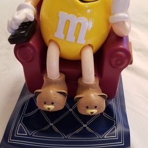 M&M Candy Dispenser - Yellow Peanut M&M Sitting in Red Recliner Chair